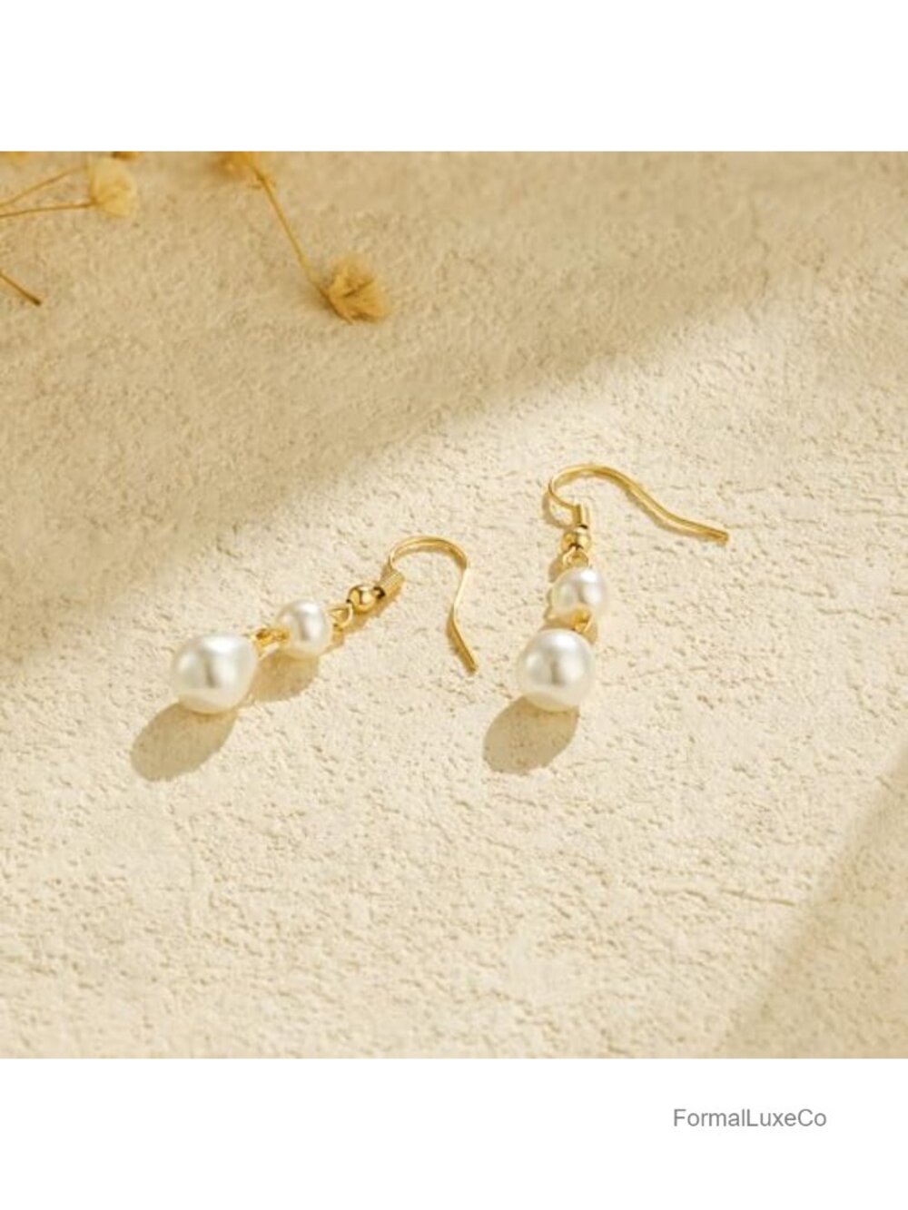 Gold Plated Freshwater Pearl Drop Stud Earrings Trendy Dangle Bridal Gift - Picture 6 of 6